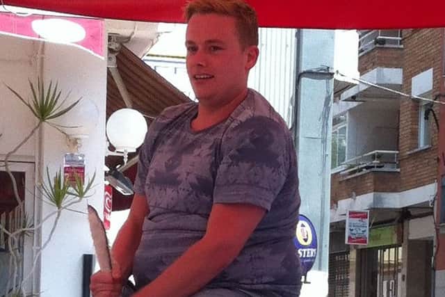 Sam Richardson on the bucking bronco in Egypt just seconds before he was thrown off and split his jeans