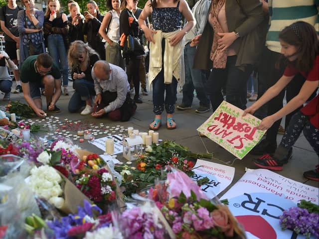 A vigil held in Manchester city centre following the bombing at Manchester Arena. Photo: AFP via Getty Images