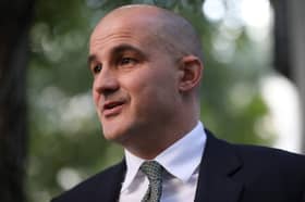 Jake Berry, chairman of the UK Conservative Party, speaks to media outside the Conservative Party headquarters on October 24, 2022. (Photo by Isabel Infantes/Getty Images)