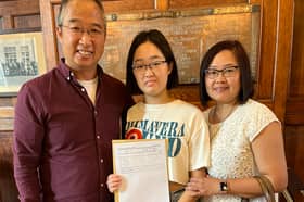 Kirkham Grammar School pupil Jessica Zhou celebrated her A Level success today