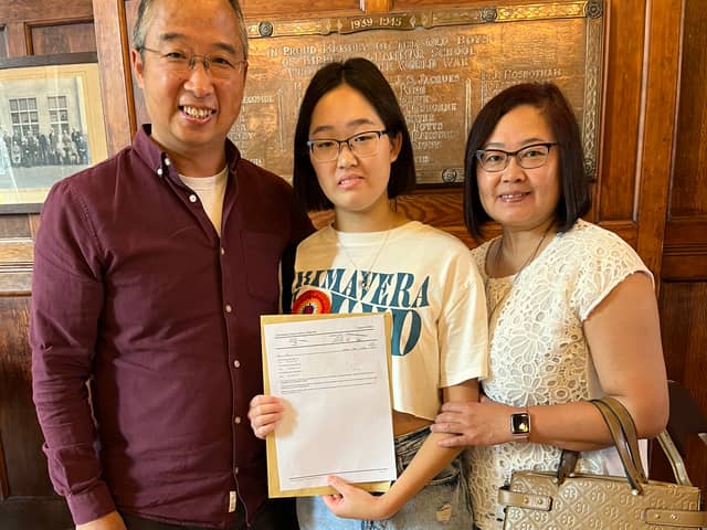 Kirkham Grammar School pupil Jessica Zhou celebrated her A Level success today