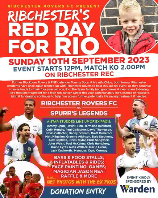 ‘Red Day for Rio’ charity match details in support of Tommy Spurr’s son