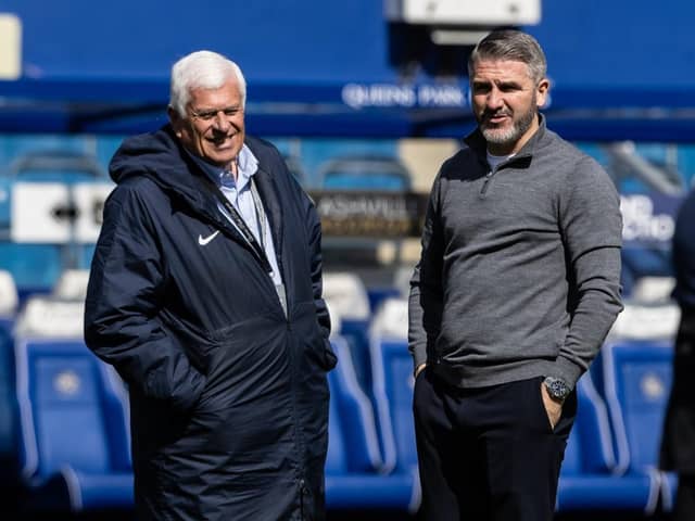 Preston North End’s manager Ryan Lowe with club director Peter Ridsdale 