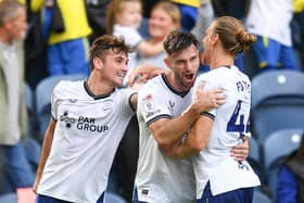 Preston North End’s Andrew Hughes celebrates scoring 