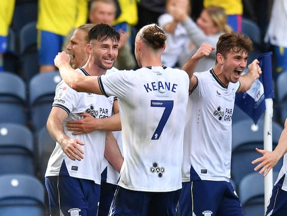 Preston North End’s Andrew Hughes celebrates