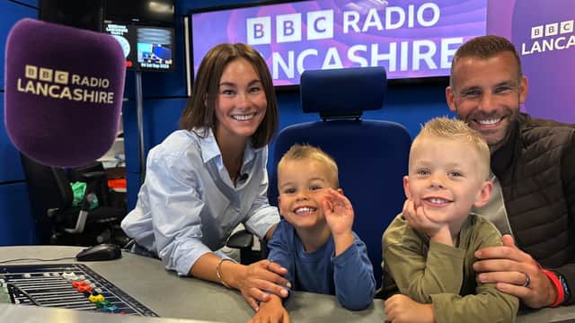 Tommy Spurr and his family at the BBC Lancashire studio