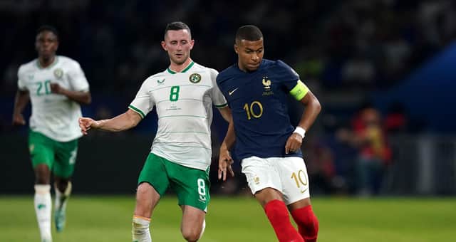 Alan Browne up against Kylian Mbappe