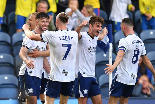 Preston North End players celebrate 