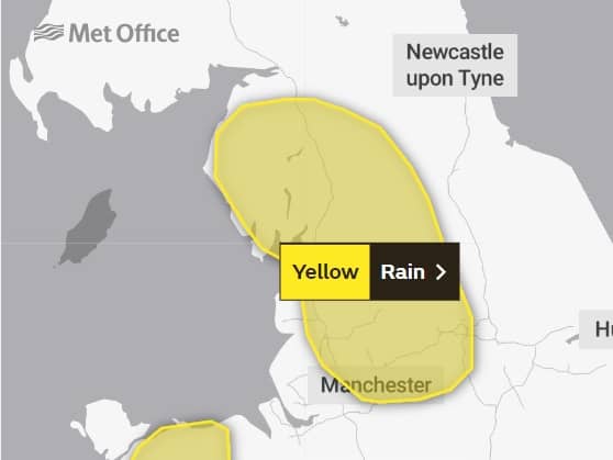 The Met Office has issued a yellow weather warning for heavy rain in the north west