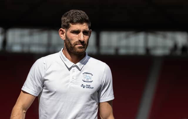 Preston North End’s Ched Evans looks on 