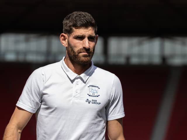 Preston North End’s Ched Evans looks on 