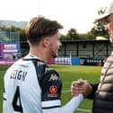 Lewis Leigh and Bromley boss Andy Woodman (Martin Greig Photography - Bromley FC)