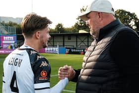 Lewis Leigh and Bromley boss Andy Woodman (Martin Greig Photography - Bromley FC)