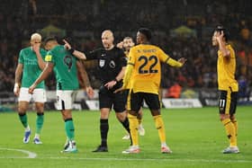 Anthony Taylor was involved in a controversial decision in the Wolves v Newcastle United match on Saturday. (Photo by Matt McNulty/Getty Images)