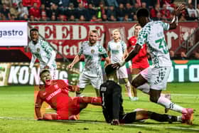 Nathaniel Adjei (r) plays his club football for Hammarby. The Preston North End transfer target is wanted by other Championship clubs. 