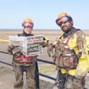 Josh Widdecombe and Nish Kumar filming Hold the Front Page in Blackpool