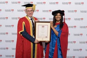 Ranvir Singh with Lancaster University Vice-Chancellor Andy Schofield.