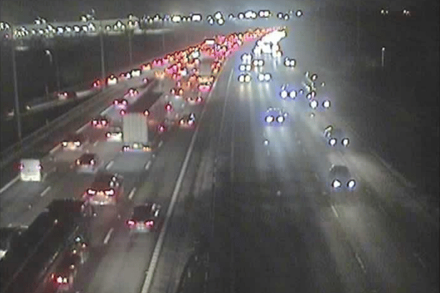 Congestion on the M6 northbound near Preston (Credit: National Highways)