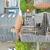 The badly-damaged roof at Occleshaw House, Leyland
.