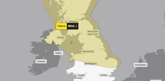 A yellow weather warning covering a large swathe of the country has been issued by the Met Office