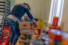 Supplies donated to a food bank