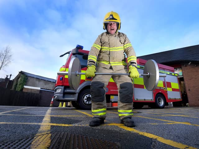 Fire fighter Glen Bailey prepares for his world record attempt to be held at a gym in Leyland