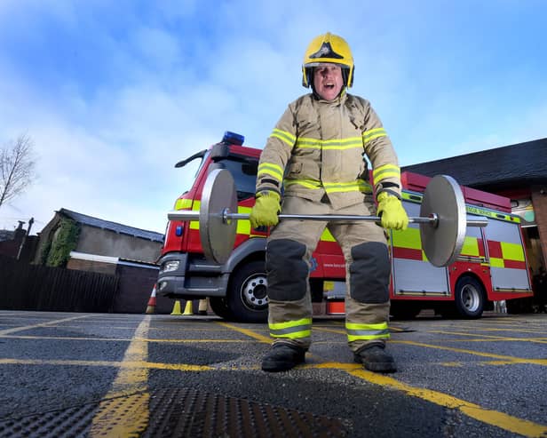 Fire fighter Glen Bailey prepares for his world record attempt to be held at a gym in Leyland