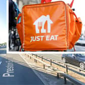 Just Eat driver spotted riding an electric bicycle on the M6 in Lancashire.