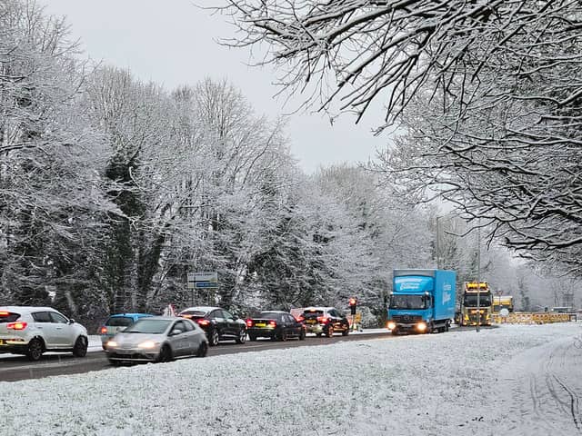 Traffic on Tanterton Hall Road this morning (Tuesday, January 16)