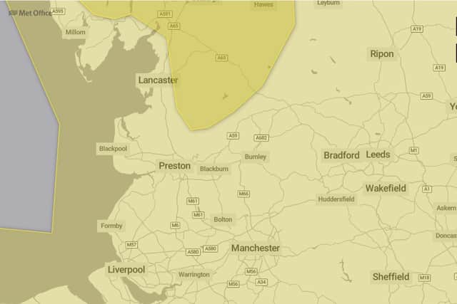 The Met Office has issued a yellow warning for rain affecting Lancashire and the North West on Sunday (January 21) and Monday (January 22)