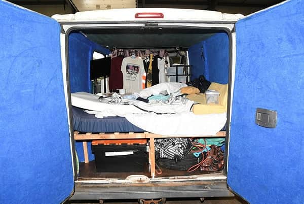Inside William Wilkinson's Peugeot van which he used to scatter Eddie Forrester's remains around Blackpool and Cumbria
