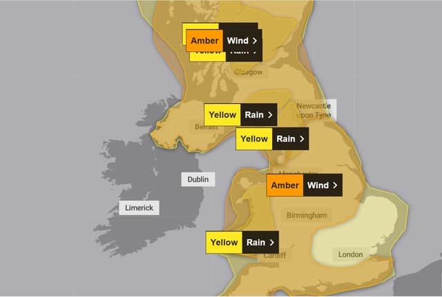 Four weather warnings have been issued for wind and rain across Lancashire as the Met Office forecasts four days of disruptive weather for the North West from Sunday (January 21) to Wednesday (January 24)