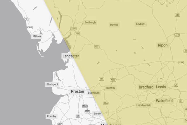 A yellow weather warning is in place for parts of Lancashire until 3pm today (Wednesday, January 24)