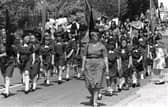 Brownies walk in the 1986 Penwortham Gala parade