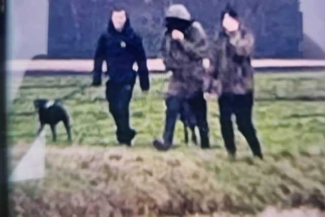 These three men from Liverpool were caught hare coursing in Croston Moss. 