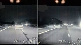 CCTV shows a drunk driver swaying across the M55