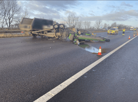The scene of the crash on the M61 southbound near Chorley today (Thursday, February 1)