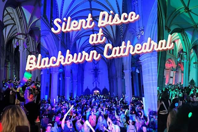 Announcement for the Silent Disco a Blackburn Cathedral.