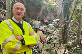 Andy Pratt MBE, Lancashire’s deputy police and crime commissioner, at the flytipping scene.