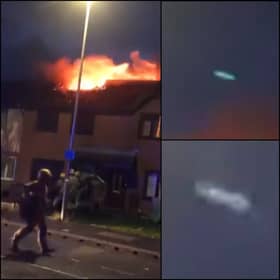 The mysterious object was captured on camera as residents filmed the blaze in Mill Lane, Warton - next to BAE - at 6.30am on November 18, 2022