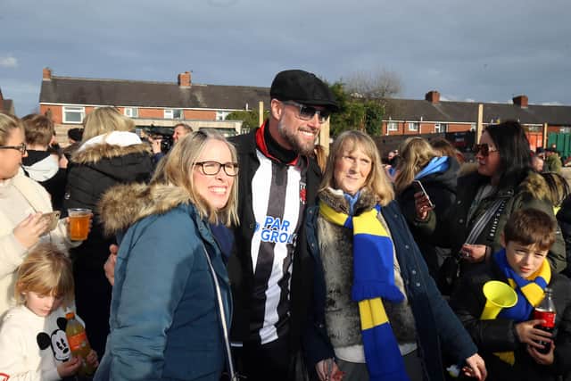 Keith Duffy of Boyzone meets Chorley fans ahead of the FA Trophy fifth round match at Victory Park, Chorley on Saturday. Photo credit: Nigel French/PA Wire
