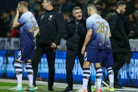 Preston North End manager Ryan Lowe gives instructions to his substitutes