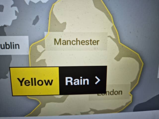 A Yellow Warning for rain has been put in place by the Met office