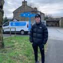 Oliver stood outside Bleakholt Animal Sanctuary, the charity he will be fundraising for. 