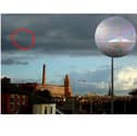 This insert picture shows a zoomed in image of a UFO spotted above Tulketh in Preston. The sighting is ringed in red, 2007
