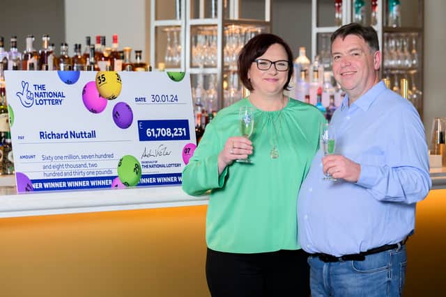 Lancashire's Euromillions winners Richard and Debbie Nuttall. Picture credit: Anthony Devlin