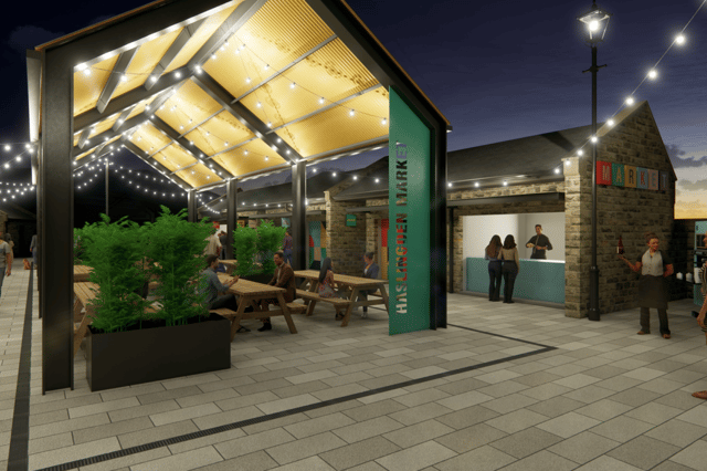 A closer look at what the proposed plans for Haslingden Market will look like at night.
