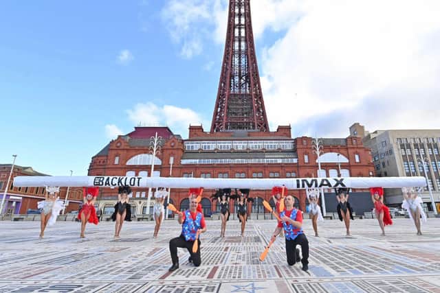 A grand reception featuring showgirls, stilt walkers and jugglers took place on Blackpool's iconic comedy carpet (Credit: Dave Nelson)