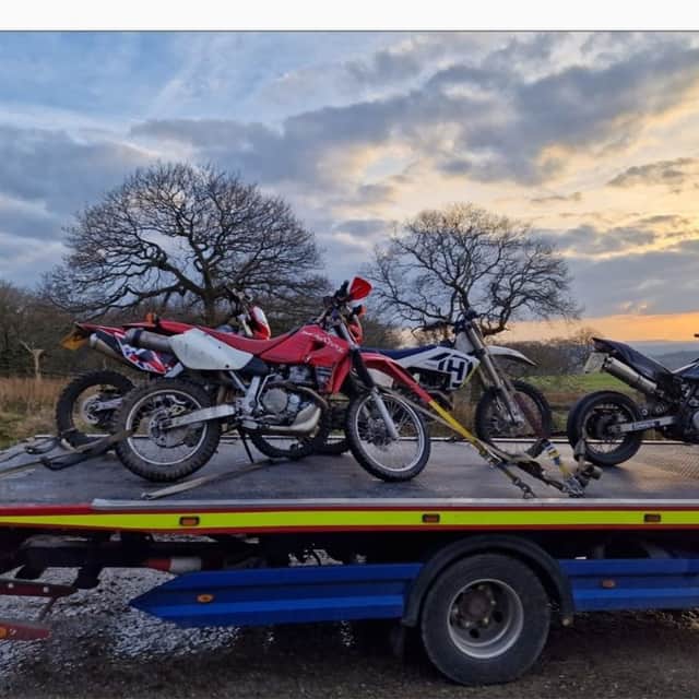 The bikes were seized for a range of offences including no insurance, disqualified driving and also one bike is suspected stolen. 