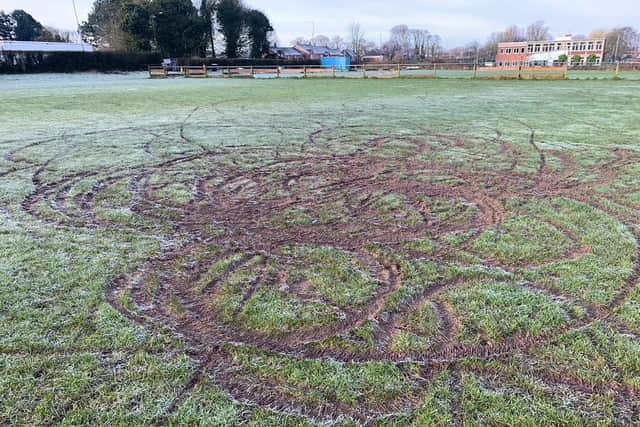 The damaged pitches at Leyland Albion in Centurion Way. Credit: Leyland Albion/Facebook